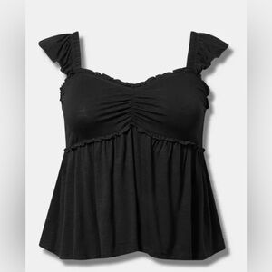 Torrid Black Ruched Ruffle Blouse